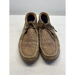 Twisted X Mens Driving Moc Chukka Boots Brown Leather Woven MDM0033 Size 10M